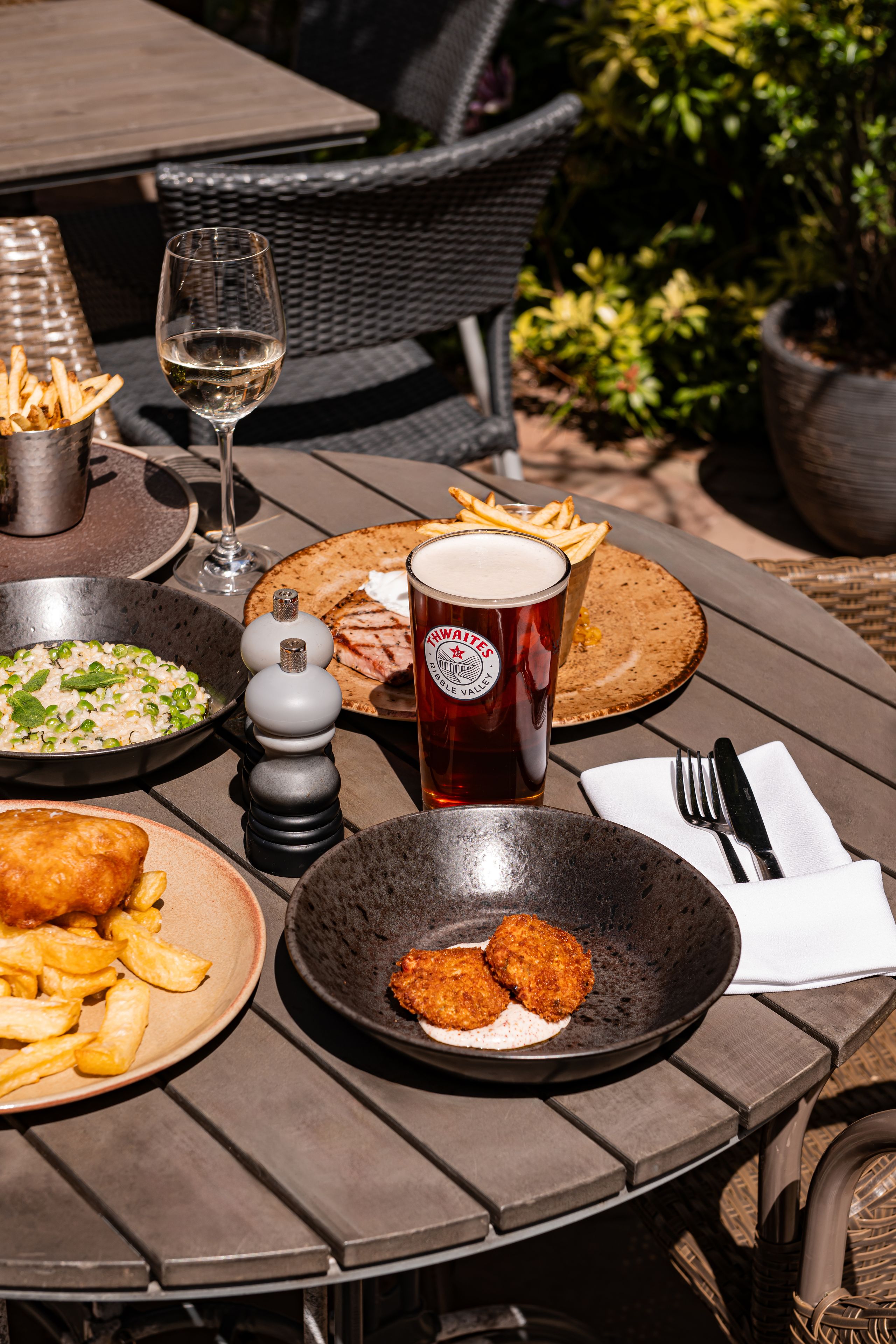 Selection of dishes on the outdoor terrace